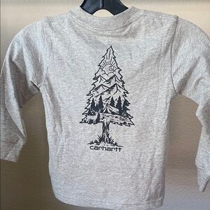 Carhartt NWT Kids Heather Gray Tree Graphic Long Sleeve Tee